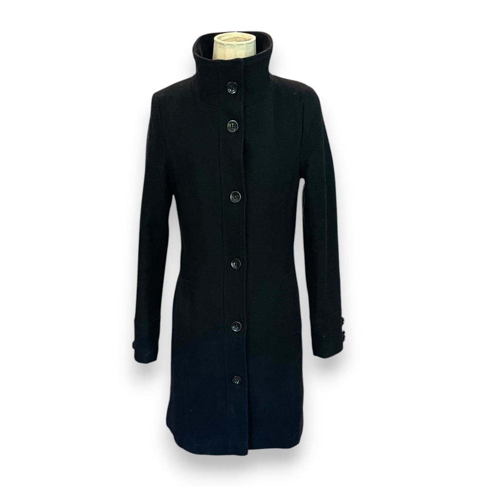 Le Chateau Wool Blend Fitted Black Peacoat XS